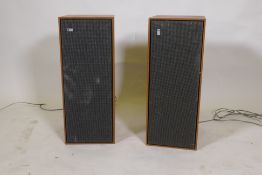 A pair of Danish teak cased Beovox 1200 20W Hi-Fi speakers, 50cm high