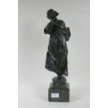 Charles Leonard Hartwell, 'Call of the Sea', bronze figure mounted on a marble base, signed C.L.