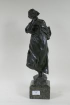 Charles Leonard Hartwell, 'Call of the Sea', bronze figure mounted on a marble base, signed C.L.