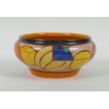 Clarice Cliff 'Fantasque' melon pattern, ceramic bowl, 13cm diameter