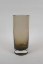 A Whitefriars smoked glass vase, 24cm high