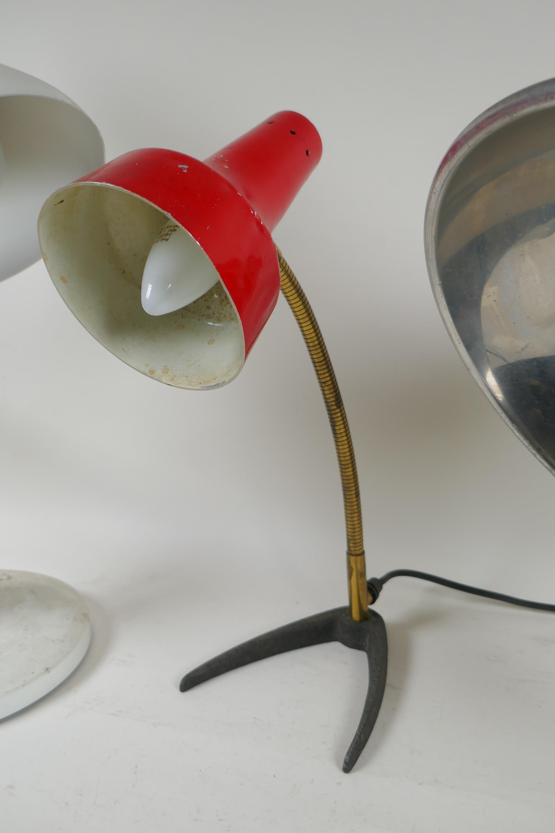 An industrial 'Ergo' desk lamp, circa 1950, an industrial bar desk lamp, a multi poseable desk - Image 4 of 7