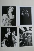 Four 1970s black and white press photographs of David Bowie including one photographed by Andy Kent,