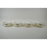 Four Royal Copenhagen 'Frijsenbog' Saxon Flower patter soup cups and saucers,pattern 910, 17cm