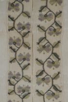 A C19th embroidery of a floral vine, with gilt thread details, framed, 26 x 42cm