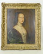 Portrait of a woman with pearl necklace, unsigned, panel with later cradling support, possibly