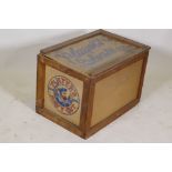 A vintage Player's Cigarettes packing case of cardboard and wood, 58 x 40 x 40cm