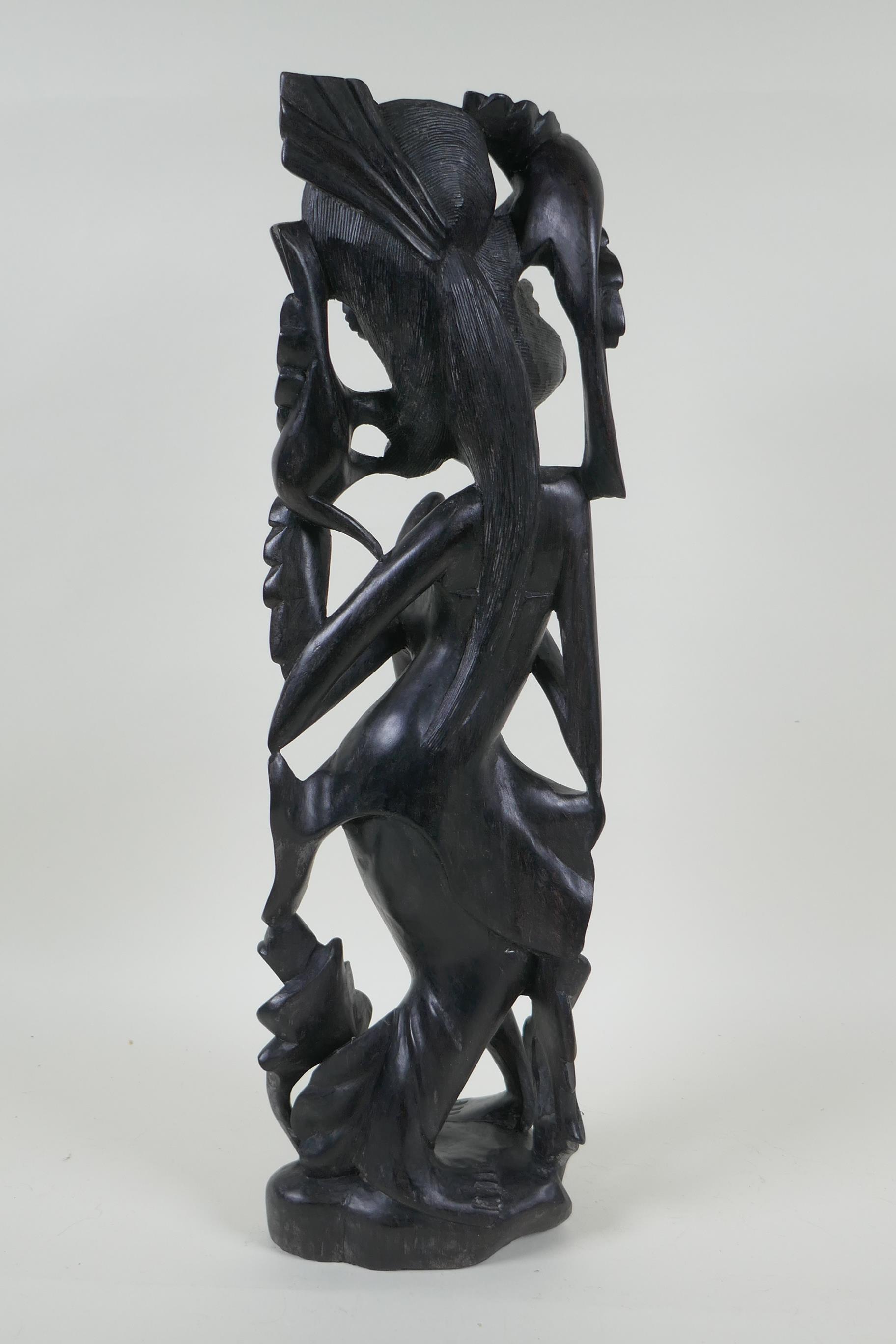 A Balinese carved ebony figure of a dancer, 45cm high - Image 3 of 3