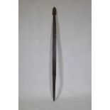 An African carved hardwood ceremonial tribal staff/long sword, 133cm long