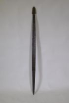 An African carved hardwood ceremonial tribal staff/long sword, 133cm long