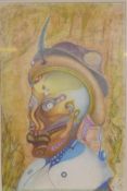 Abstract study, figure wearing a hat, lithograph, signed Fn ? Catto, 1/78, 40 x 60cm
