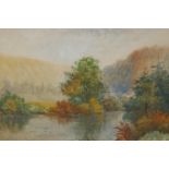 B.W. Leader, river landscape, signed watercolour sketch, dated 1881, unframed, 29 x 42cm