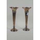 A pair of hallmarked silver spill vases, Sheffield 1913, Walker & Hall