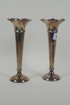 A pair of hallmarked silver spill vases, Sheffield 1913, Walker & Hall