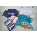 A collection of vintage flight bags including BOAC, UniGlobe, Air Berlin etc, a complete flight