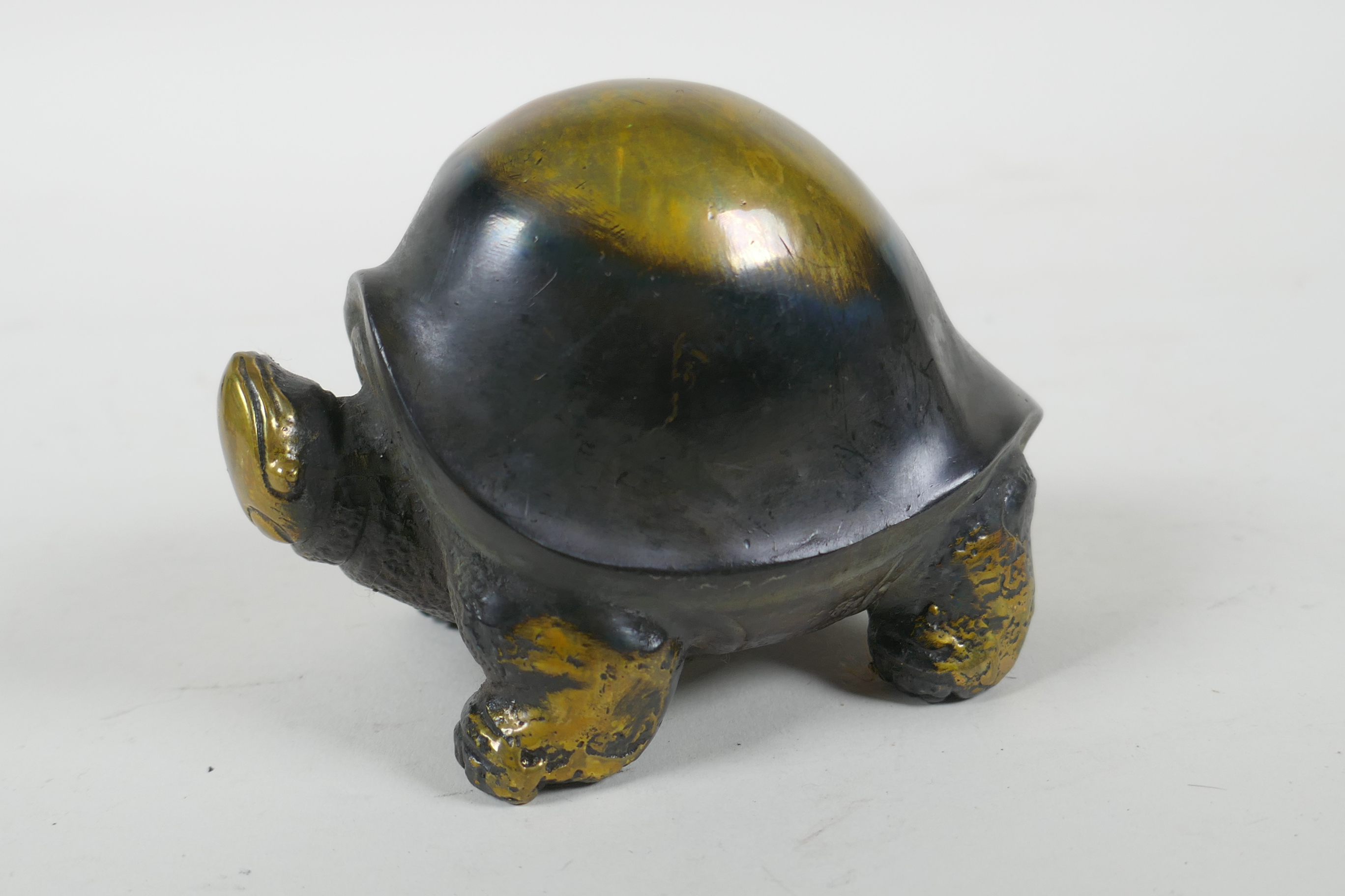 An oriental filled bronze tortoise, 7cm high - Image 2 of 3