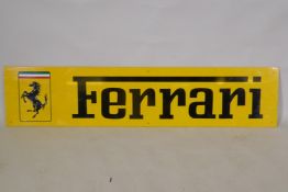 An acrylic an vinyl Ferrari sign, 138 x 30cm