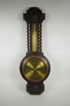An oak banjo barometer, by J. Lizars, Glasgow, AF, 80cm high