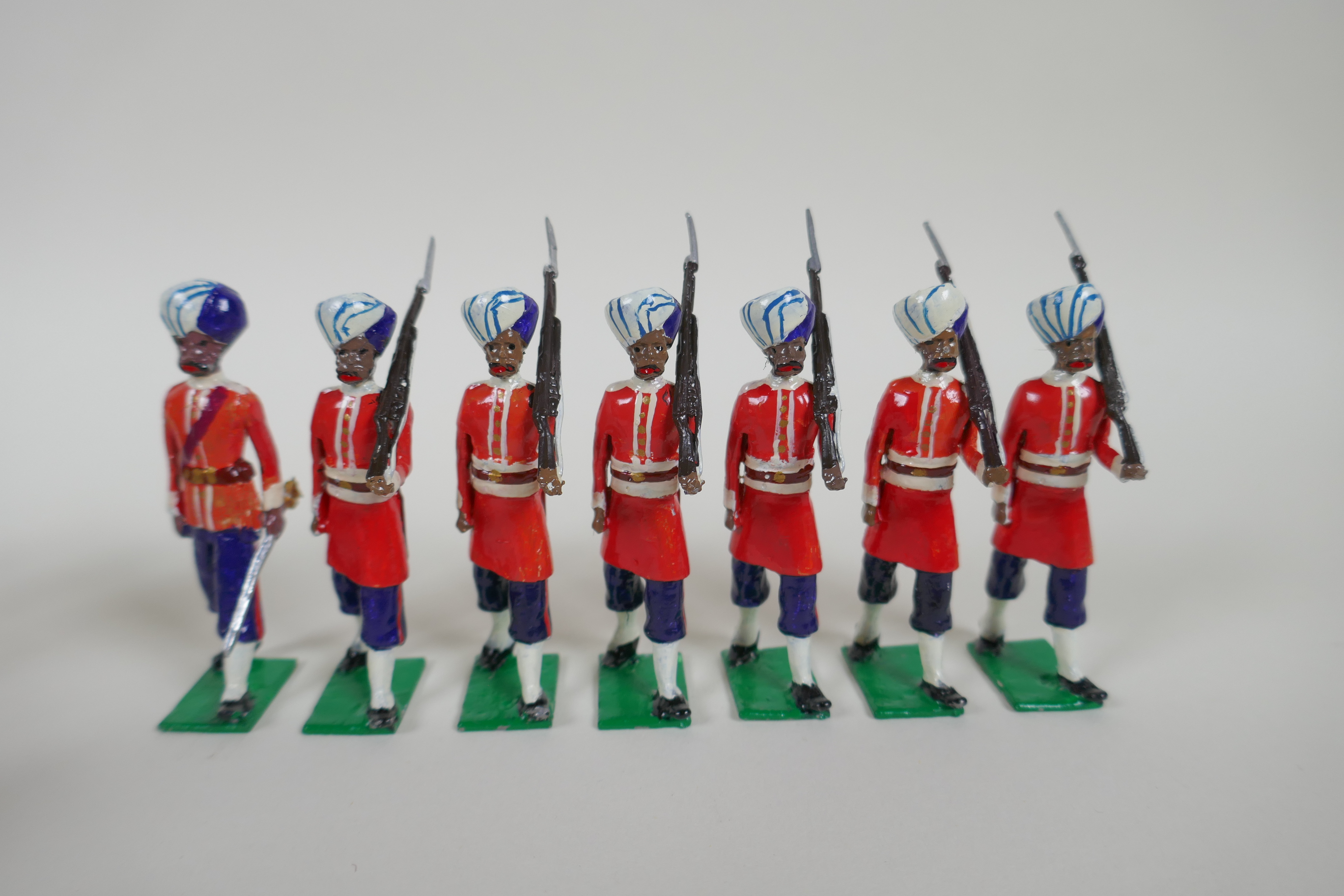 A quantity of painted lead Indian Regimental military figures, to include The 14th Ferozepore Sikh - Image 3 of 9