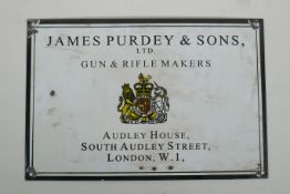 A vintage style enamel 'James Purdy & Sons' advertising sign, 38 x 26cm