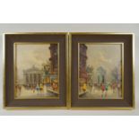 Antonio DeVity, (Italian, 1901-1993), a pair of Impressionist Parisian street scenes, oils on