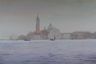 Ilana Richardson, (Israeli, b.1945), Morning Mist, San Giorgio, Venice, pencil signed watercolour,