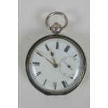 A C19th silver cased pocket watch by J.M. Shaw of Limehouse, London 1830, with a travel case, dial