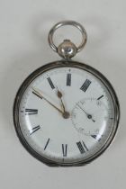 A C19th silver cased pocket watch by J.M. Shaw of Limehouse, London 1830, with a travel case, dial