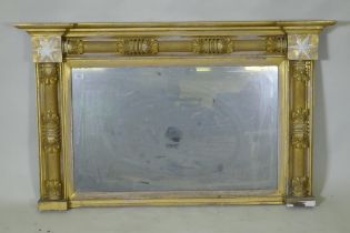 A Regency giltwood and composition over mantel mirror with anthemion decoration and original glass