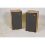 A pair of teak cased Goodmans Minister Hi-Fi speakers, 48cm high