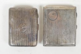 An engine turned silver cigarette case by William Neale & Son, Birmingham 1921, and another by