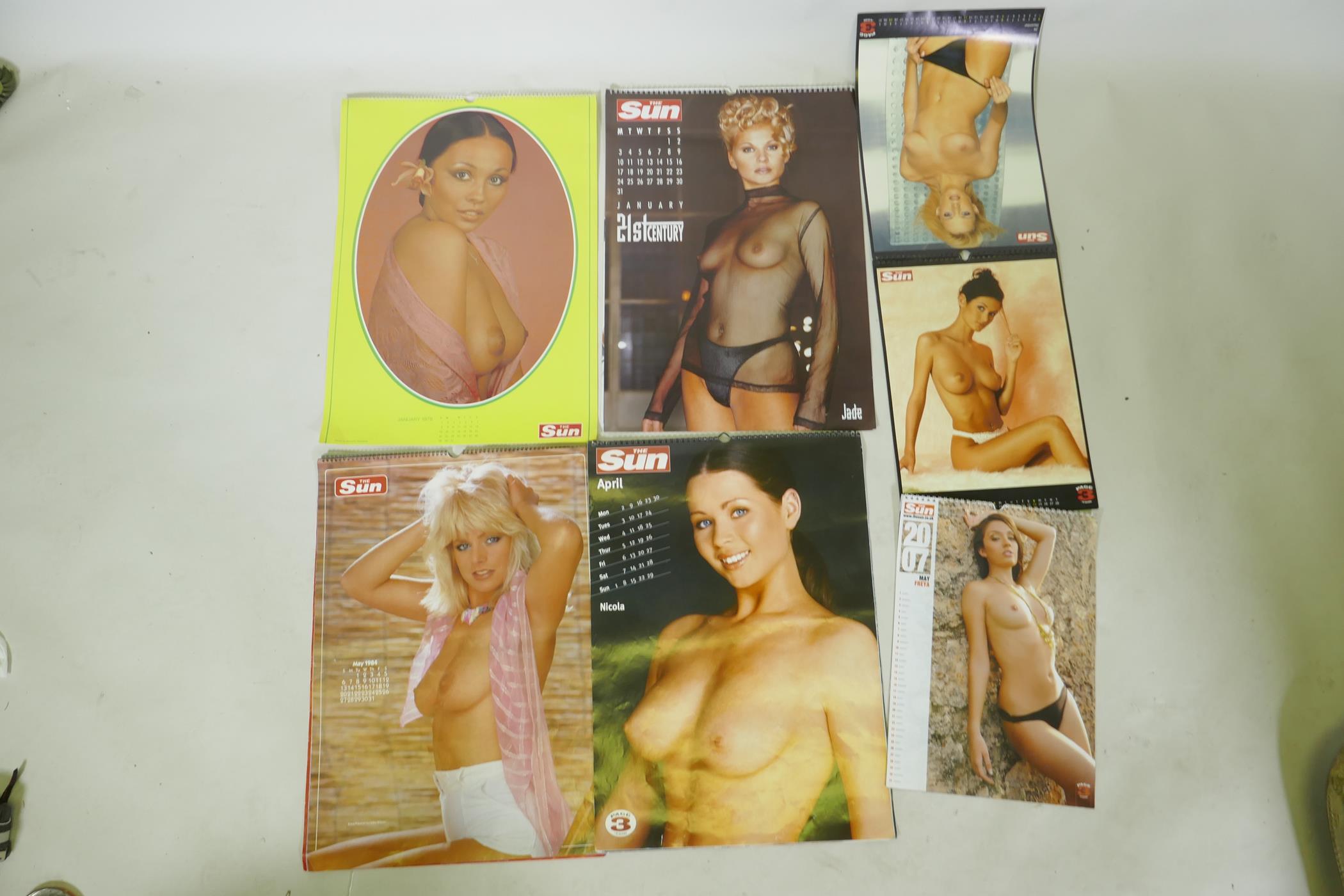 Six 'Sun, Page 3' calendars, 1978, 1984, 2000, 2001, 2002 and 2007, largest 42 x 58cm - Image 2 of 2