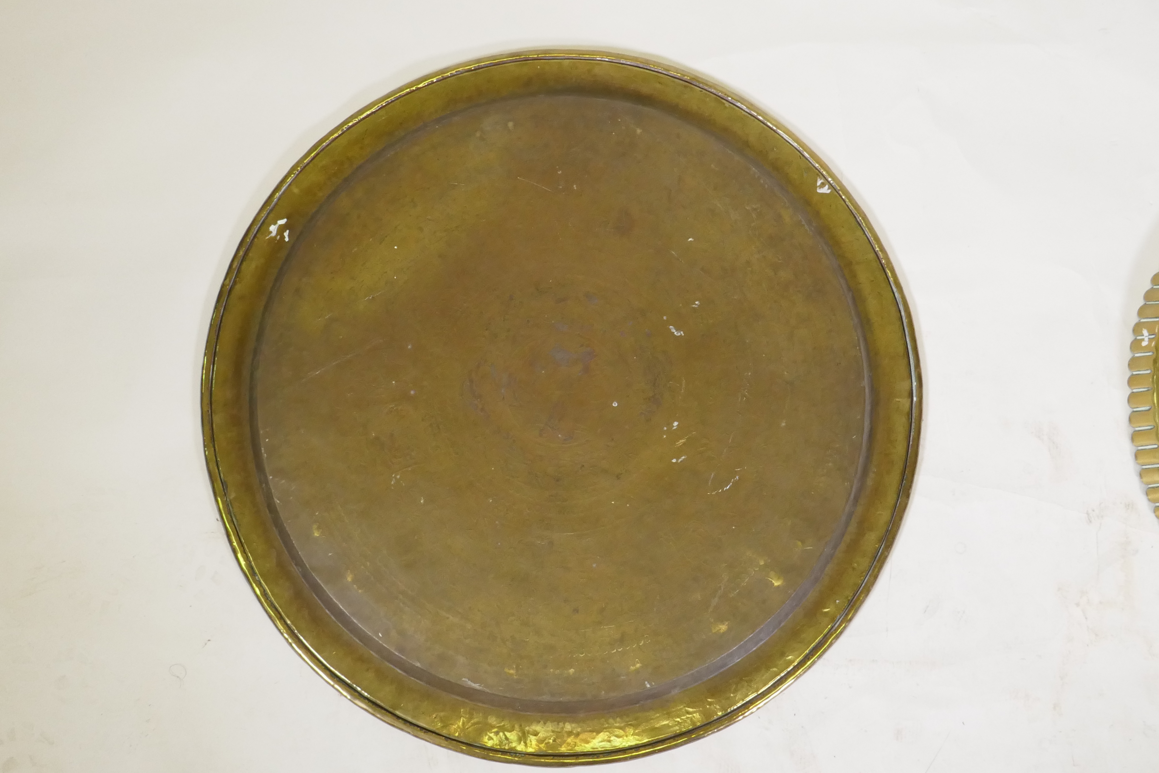 An Islamic brass tray with script decoration, together with another larger decorated with Islamic - Image 9 of 9