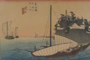 Utagawa Hiroshiga, (Japanese, 1797-1858), Kuwana: Shichiri Crossing, from the series Fifty-three