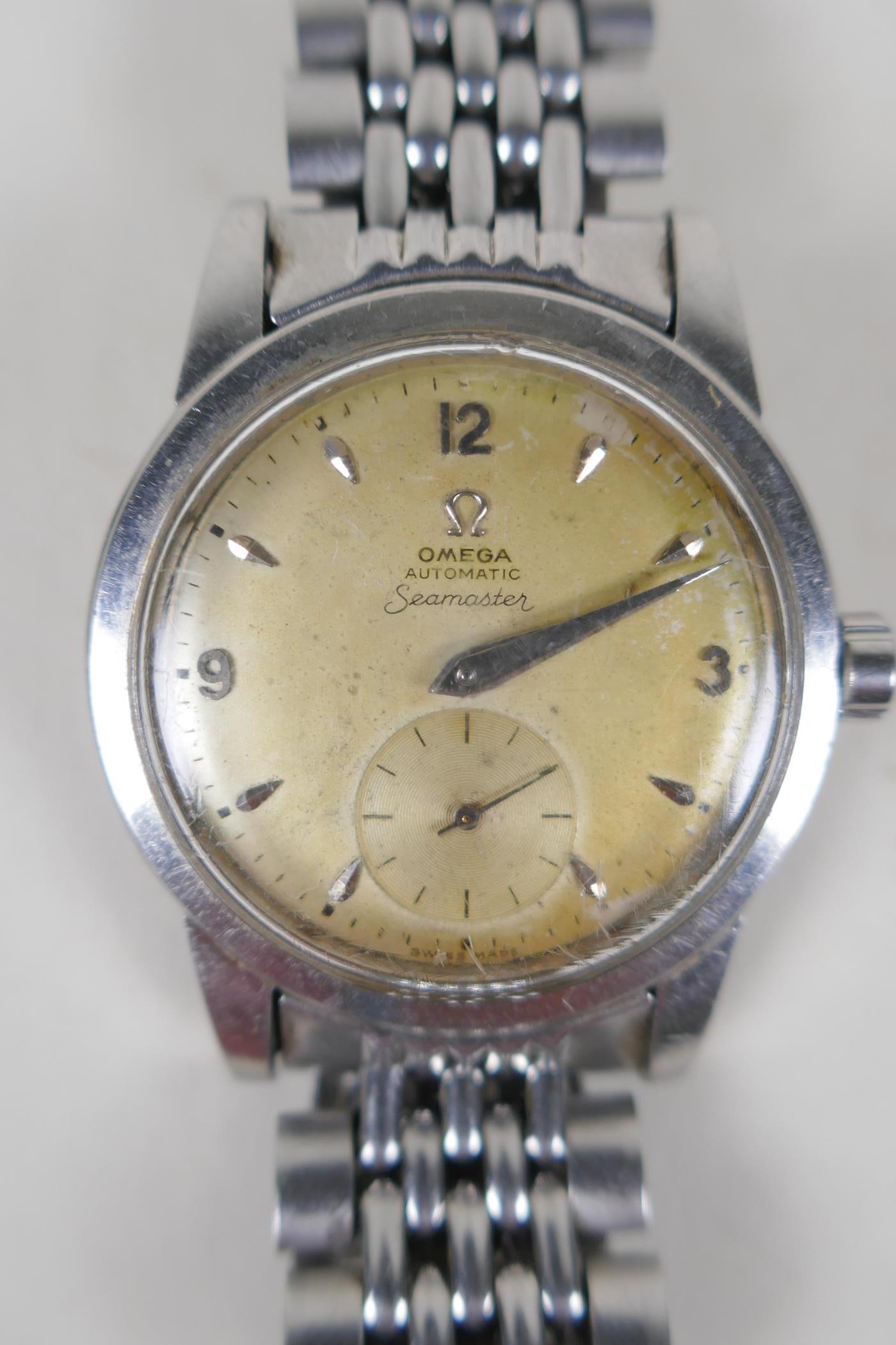 A vintage stainless steel cased Omega Seamaster, the automatic movement with subsidiary second - Image 3 of 6