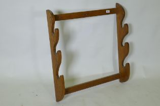 A vintage oak gun rack, 72 x 77 x 14cm