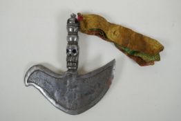 A Tibetan ceremonial kartika blade, 17 x 15cm