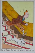 Deighton Whitehead, " 'Quick Snowy, Get the F**k Out of It' said Tin Tin", satirical cartoon after