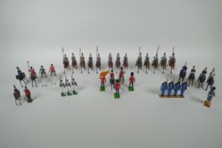 A quantity of Britains lead soldiers, mostly Cavalry units, and some miscellaneous metal figures,