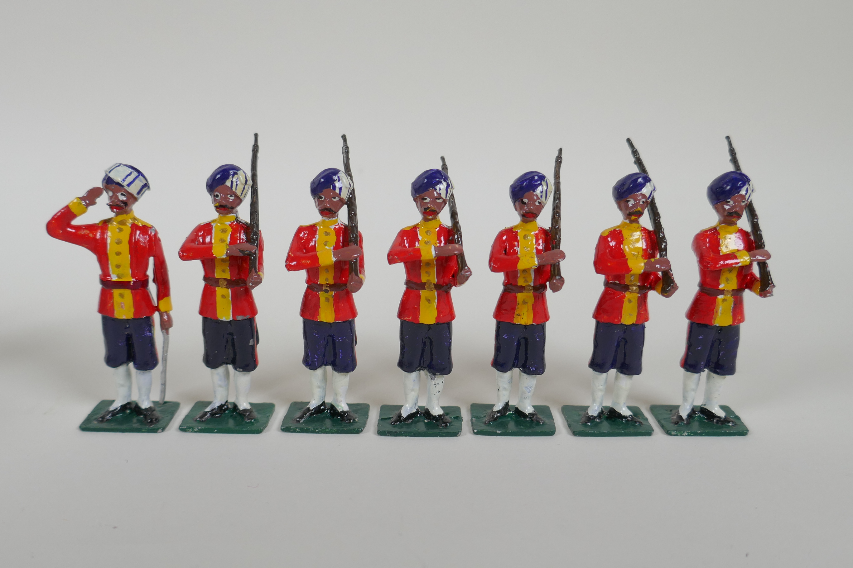 A quantity of painted lead Indian Regimental military figures, to include The 14th Ferozepore Sikh - Image 5 of 9