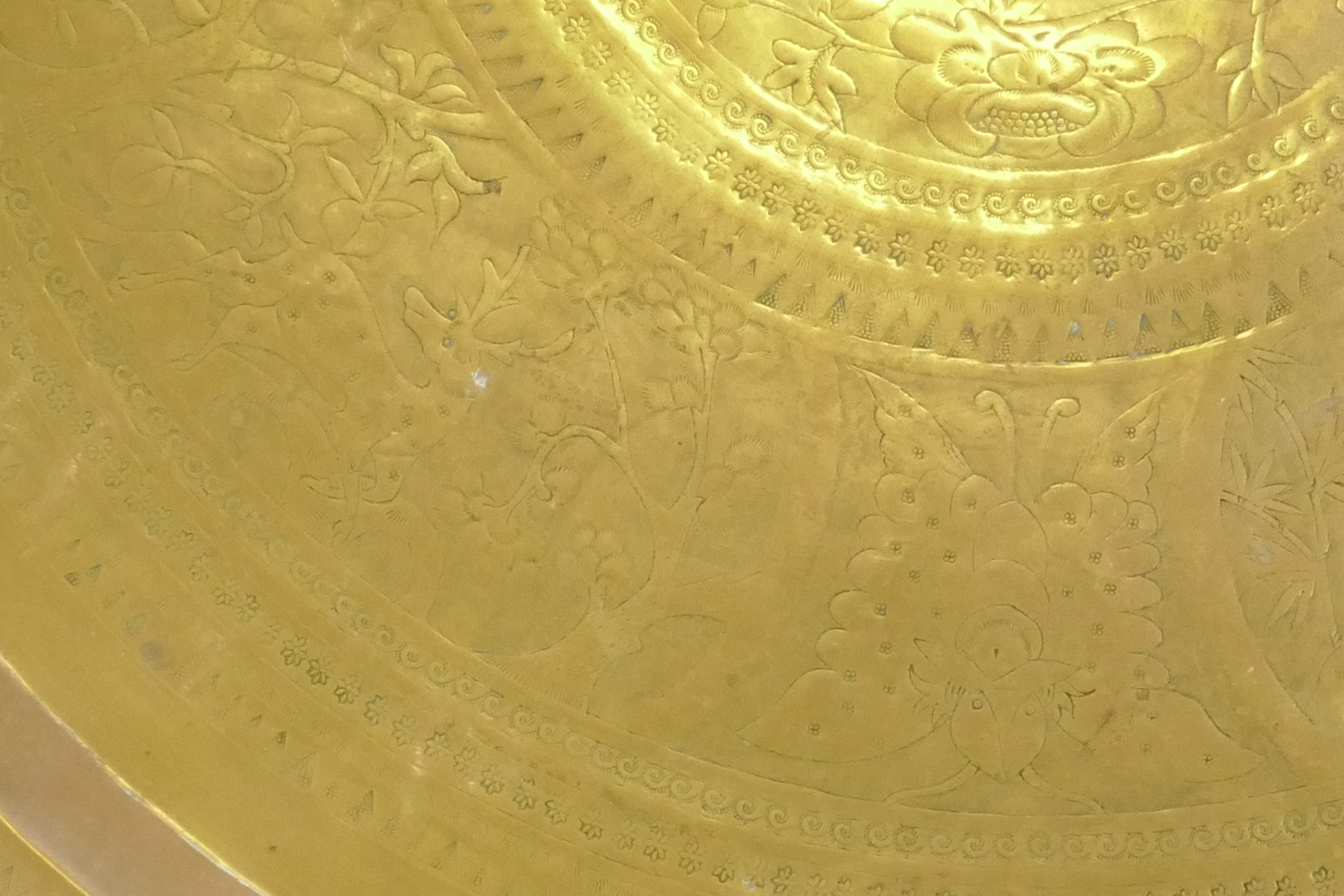 An Islamic brass tray with script decoration, together with another larger decorated with Islamic - Image 8 of 9