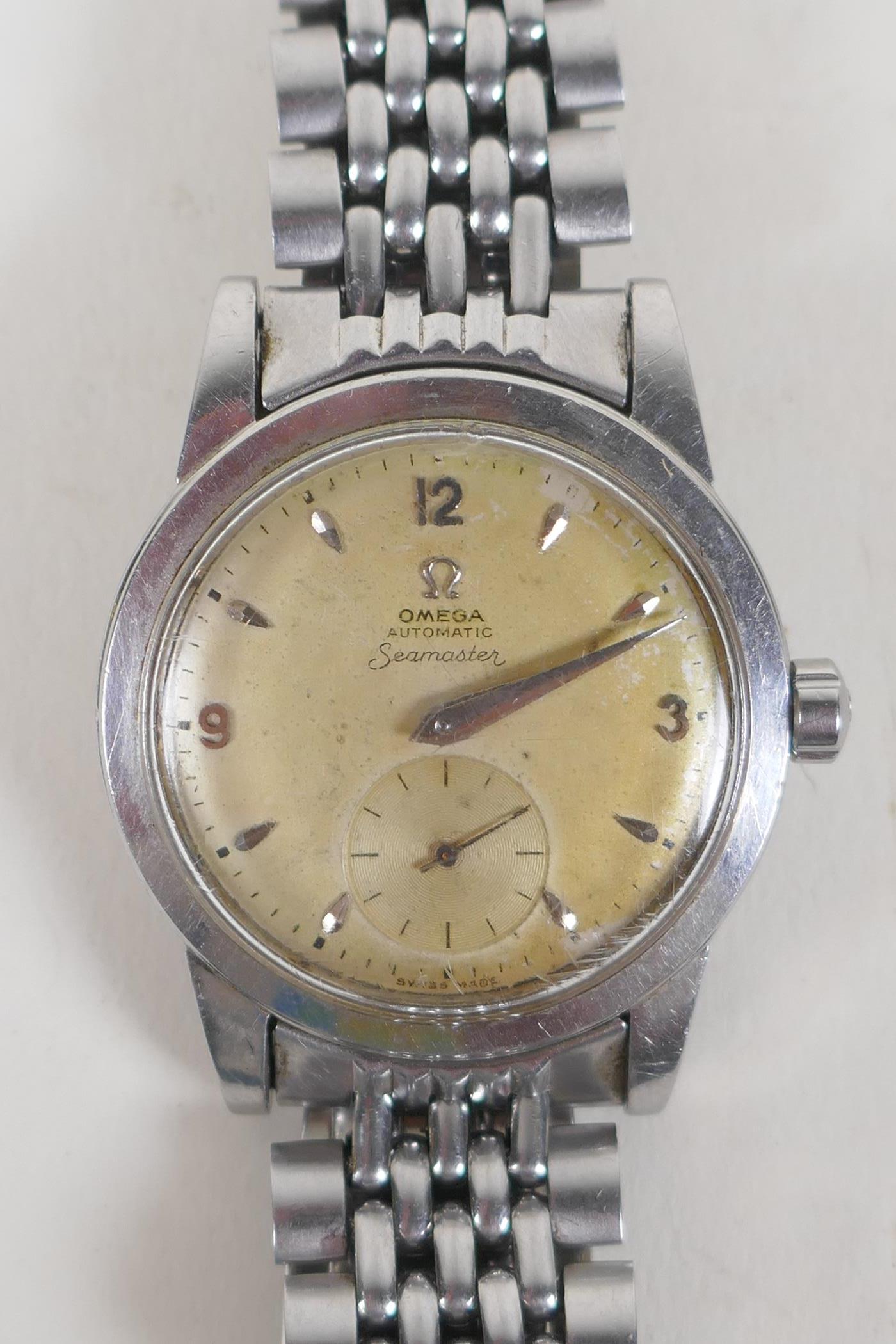 A vintage stainless steel cased Omega Seamaster, the automatic movement with subsidiary second