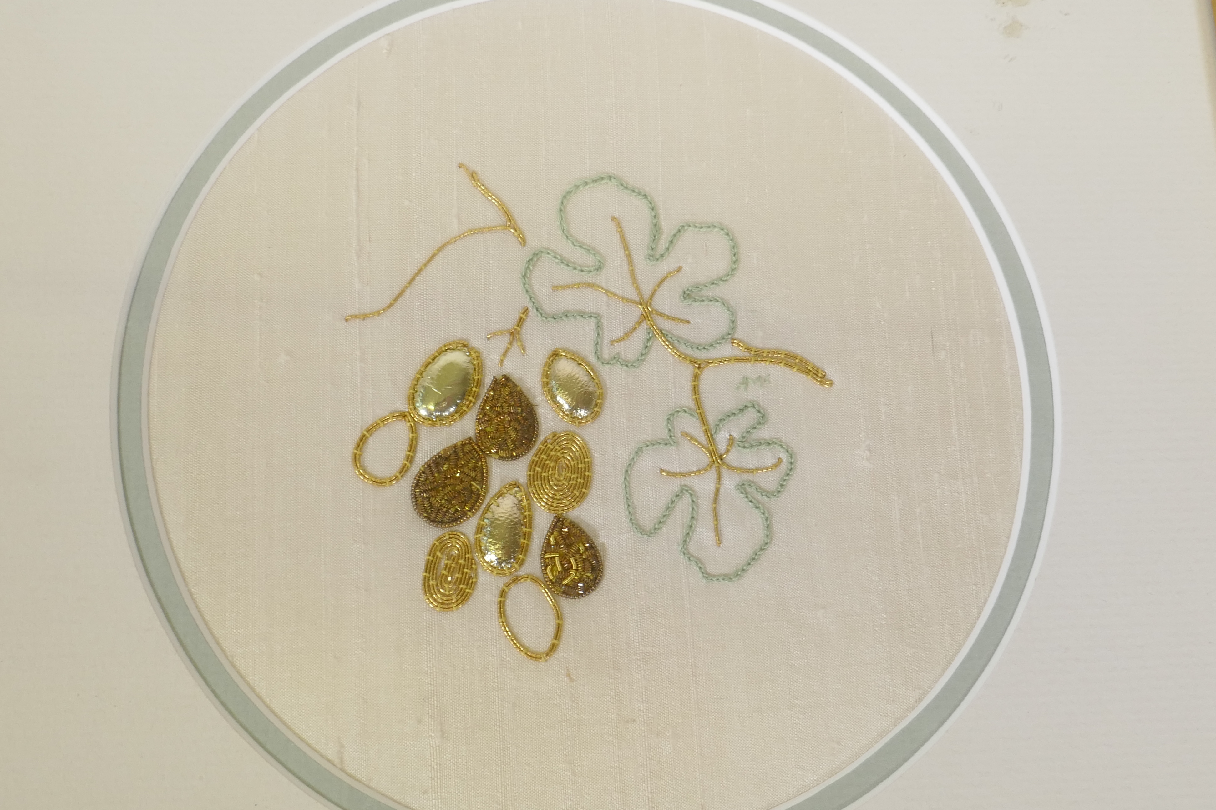 An antique sampler, 20 x 18cm, and contemporary embroideries, Barbara Walters 'Sunflowers', Rita - Image 4 of 9