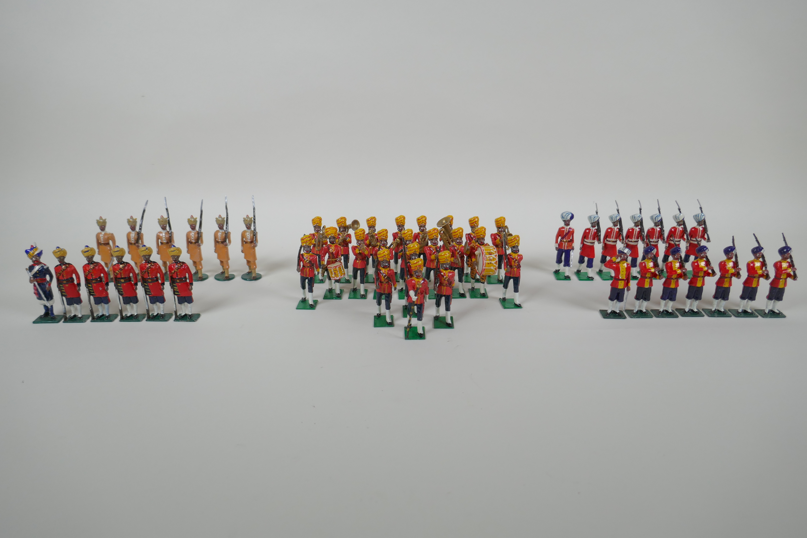 A quantity of painted lead Indian Regimental military figures, to include The 14th Ferozepore Sikh