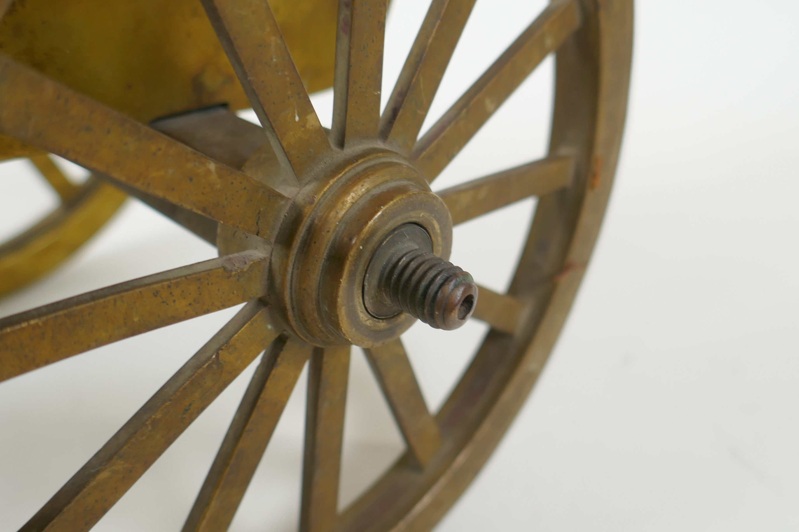 An antique bronze table canon, 33cm long, AF missing wheel nuts - Image 4 of 4