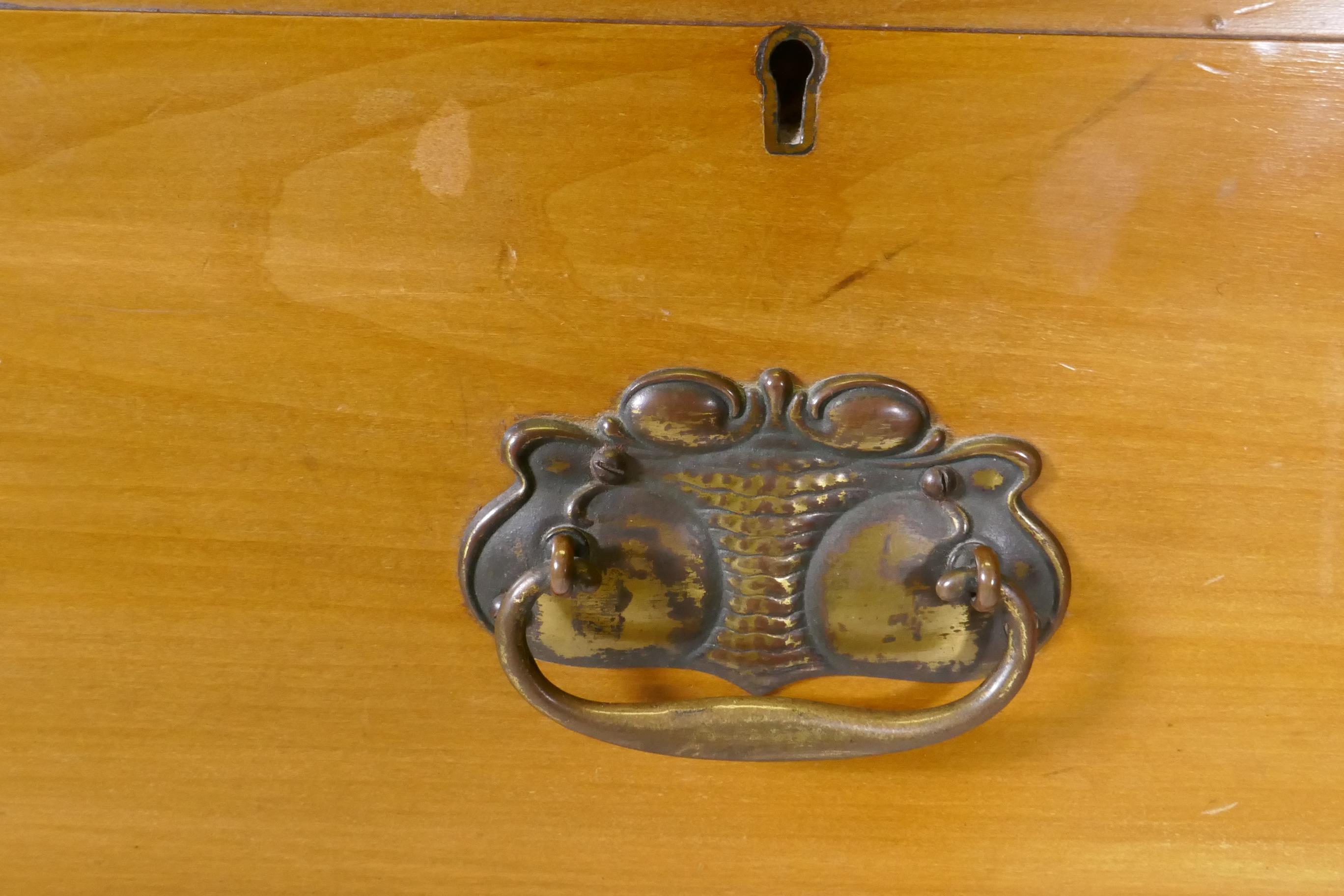 A Victorian satinwood dressing table, the upper section with mirror flanked by glazed cabinets, - Image 3 of 3