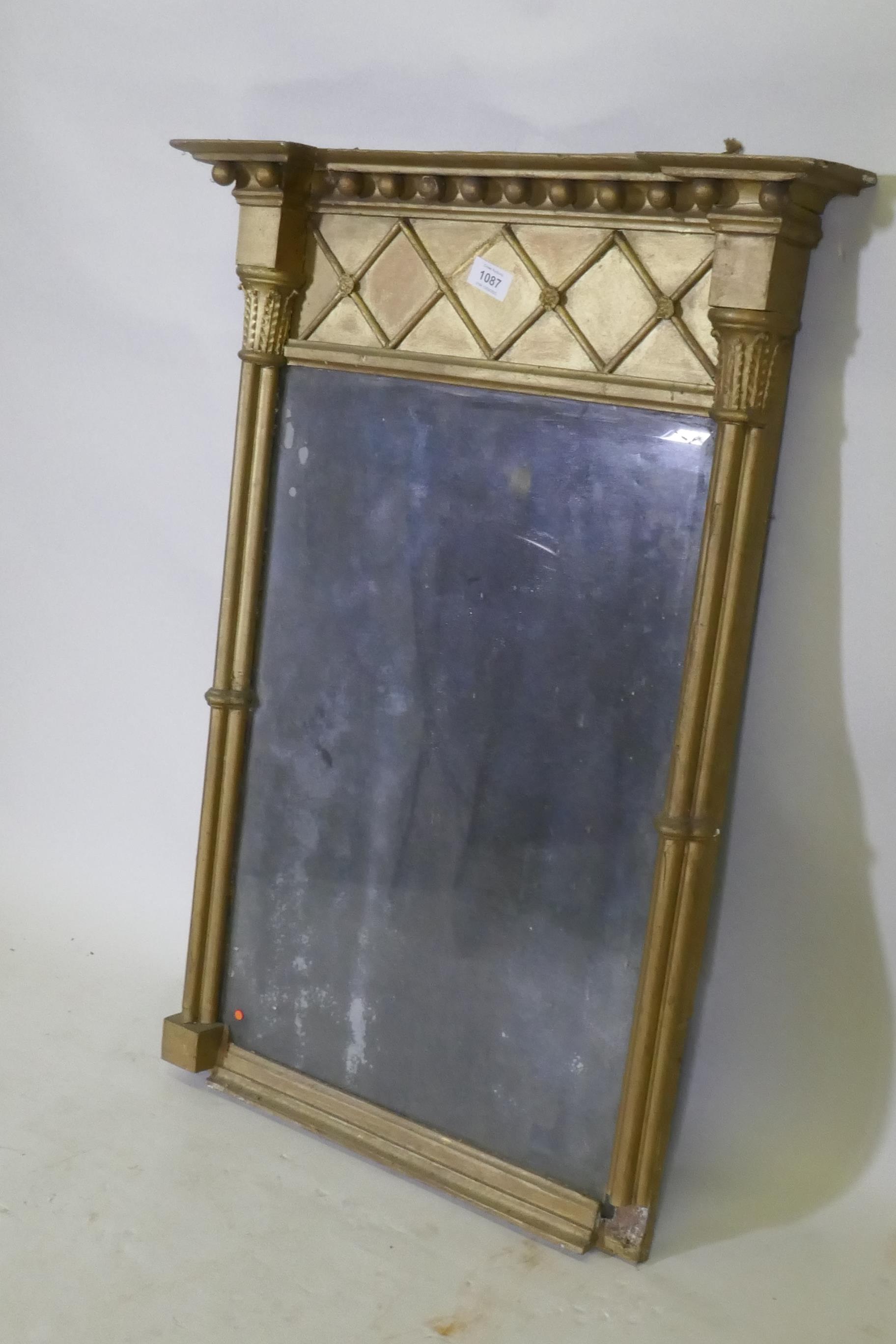 Regency giltwood and composition pier glass, with cluster columns and original oxidised silver - Image 2 of 3