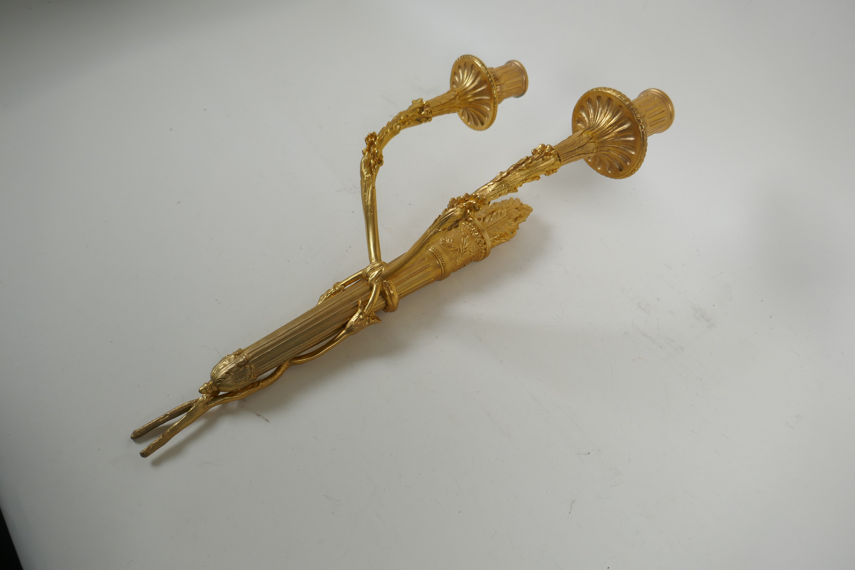 An ormolu two branch wall sconce in the form of an arrow quiver, 38cm high - Image 2 of 3