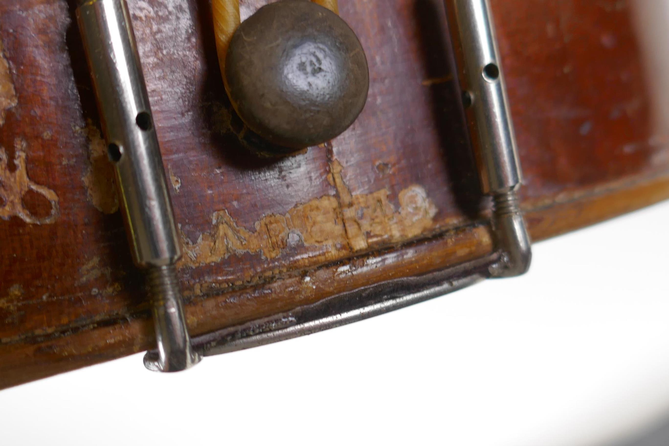 A violin and bow, the neck of the violin stamped RMB 1206, in a carry case, violin 59cm long - Image 7 of 7