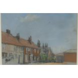 Bernard Sickert, village street with horse, (Abbott & Holder, label verso), coloured chalk